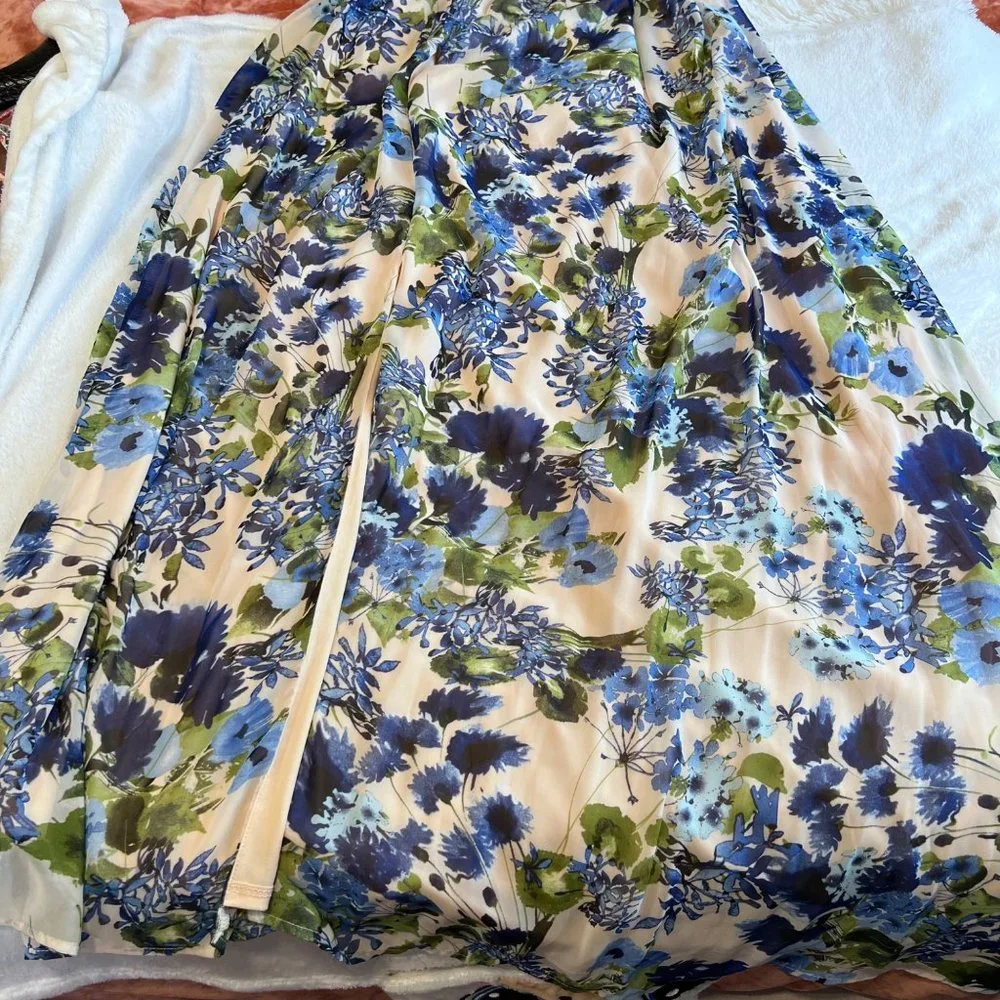 Lulus cream blue sweet‎ symphony cocktail dress size S